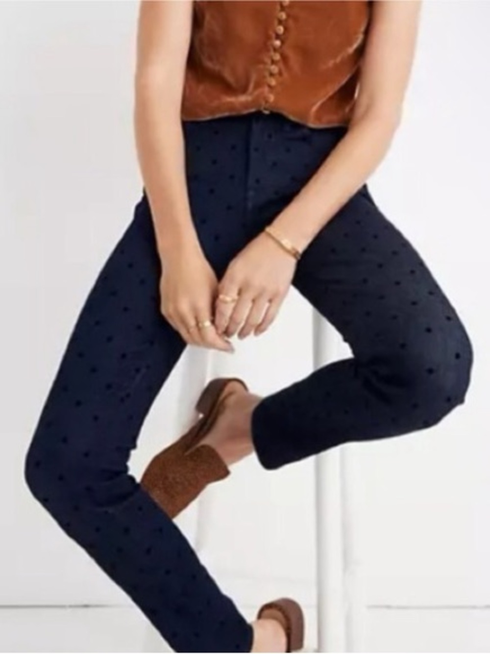 Madewell Navy Polka Dot Jeans